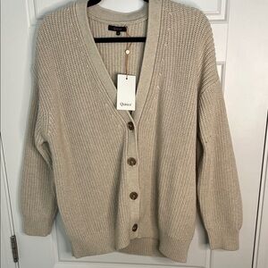 Quince Women's Beige Button-Up Cardigan
